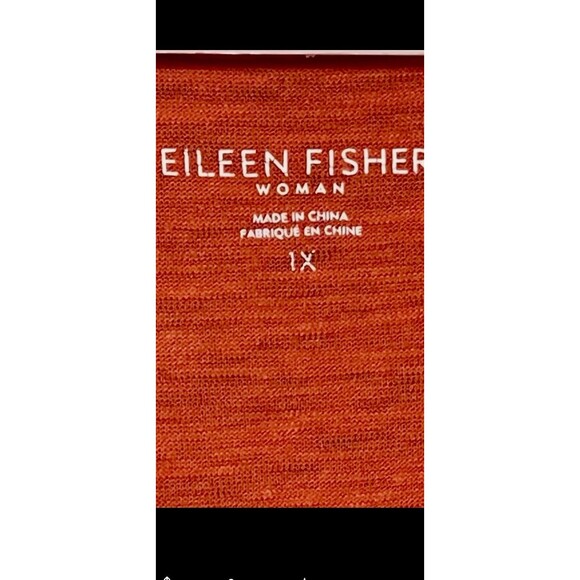 EILEEN FISHER Dress 1X Orange Hemp Organic Cotton Jersey V-Neck Short Sleeve - Picture 3 of 11